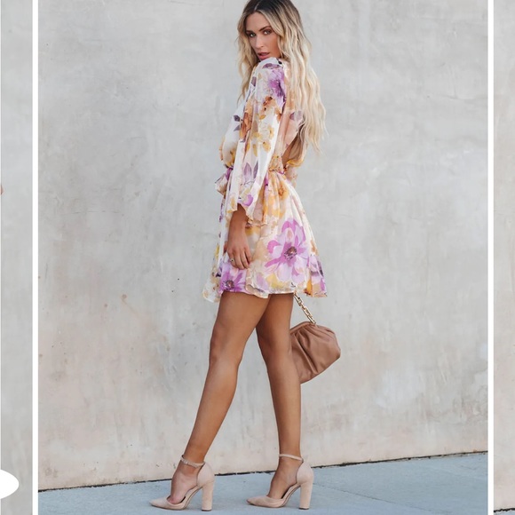 NWOT VICI DAMAYA FLORAL CHIFFON TASSEL DRESS - Picture 4 of 8